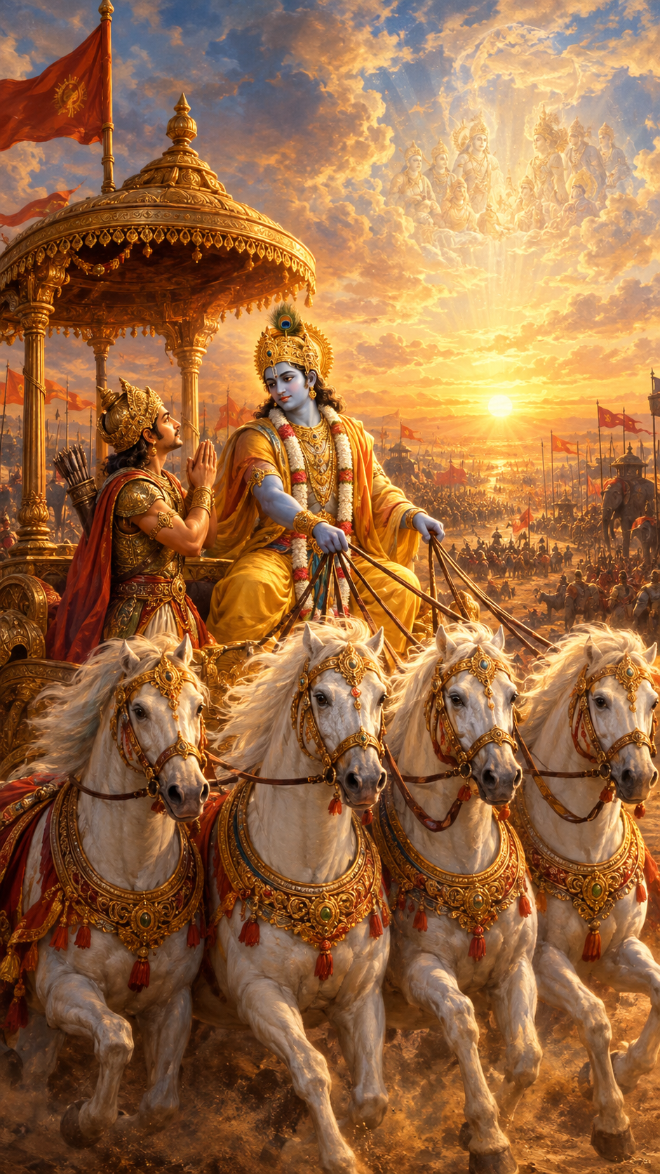 Lord Krishna and Arjuna on the Chariot at Kurukshetra